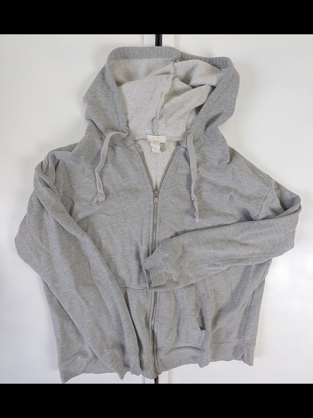 Full Tilt Light Gray Sherpa-Lined Zip Hoodie